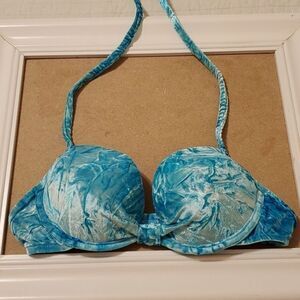 Venus Blue Crushed Velvet Halter Swim Top Size Small A-Cup